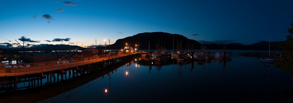 Cowichan Bay sunset panorama