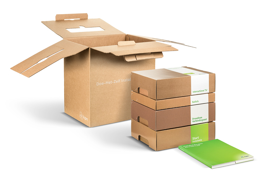 Productfotografie van een KPN doos verpakking